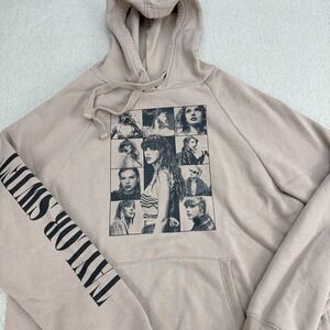 Taylor Swift Taupe Graphic Hoodie with Black Print